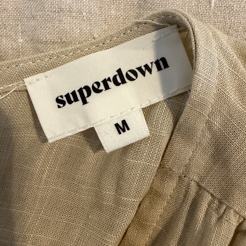 superdown Beige Puff-Sleeve Button-Front Jumpsuit - Picture 5 of 5